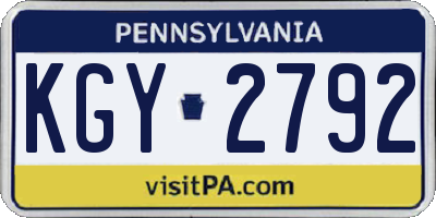 PA license plate KGY2792