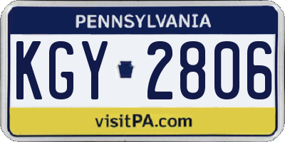 PA license plate KGY2806