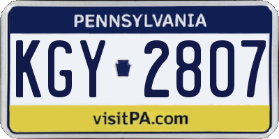 PA license plate KGY2807