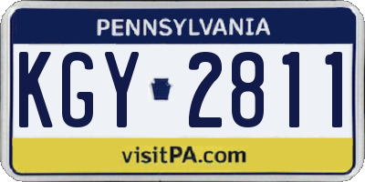PA license plate KGY2811