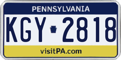 PA license plate KGY2818