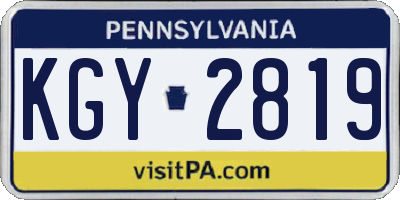 PA license plate KGY2819