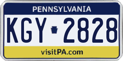 PA license plate KGY2828