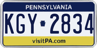 PA license plate KGY2834