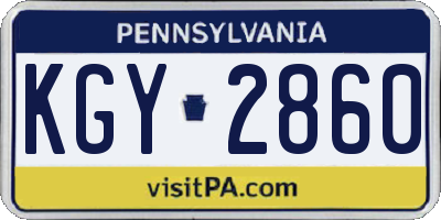 PA license plate KGY2860