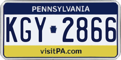 PA license plate KGY2866