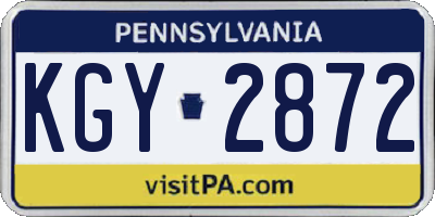 PA license plate KGY2872