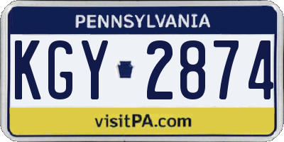 PA license plate KGY2874