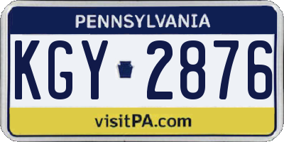PA license plate KGY2876