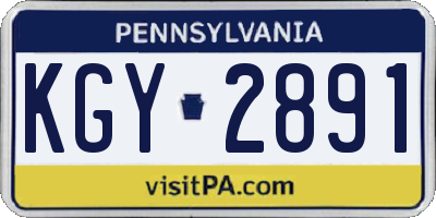 PA license plate KGY2891