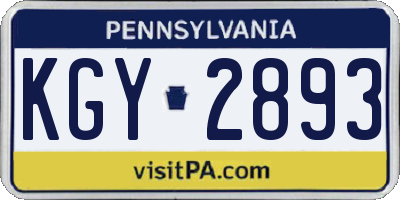 PA license plate KGY2893