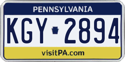PA license plate KGY2894