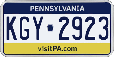 PA license plate KGY2923
