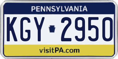 PA license plate KGY2950