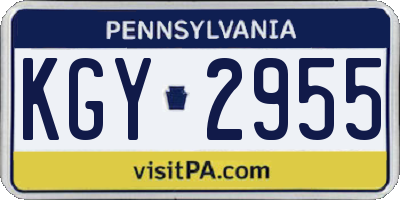 PA license plate KGY2955