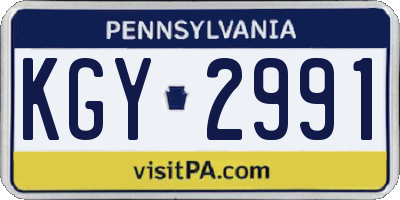 PA license plate KGY2991
