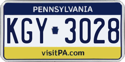 PA license plate KGY3028