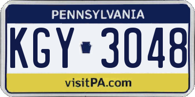 PA license plate KGY3048