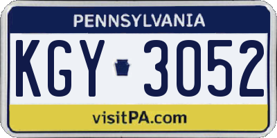 PA license plate KGY3052