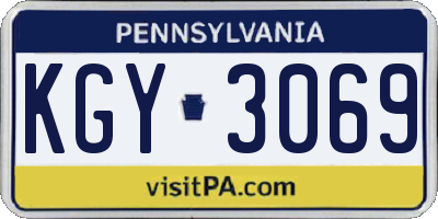 PA license plate KGY3069