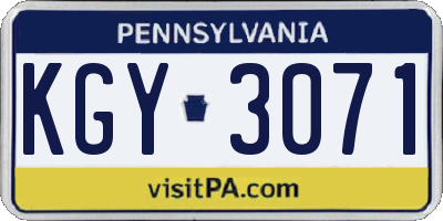 PA license plate KGY3071
