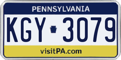 PA license plate KGY3079
