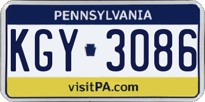 PA license plate KGY3086