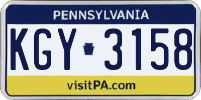 PA license plate KGY3158