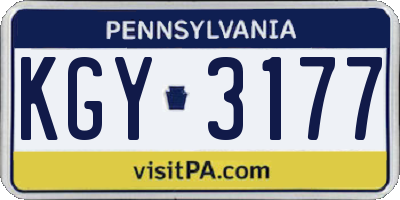 PA license plate KGY3177
