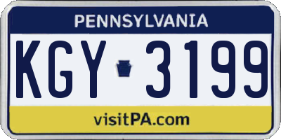 PA license plate KGY3199
