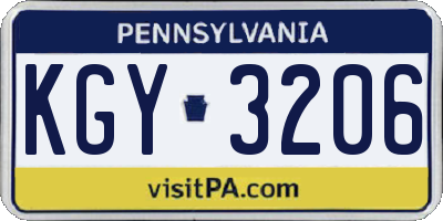 PA license plate KGY3206
