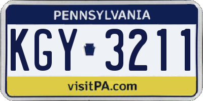 PA license plate KGY3211