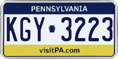 PA license plate KGY3223