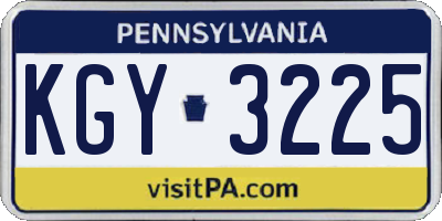 PA license plate KGY3225