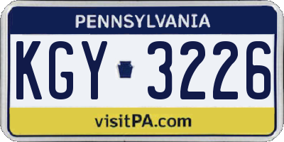 PA license plate KGY3226