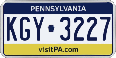 PA license plate KGY3227