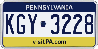 PA license plate KGY3228