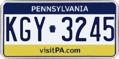 PA license plate KGY3245