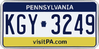 PA license plate KGY3249