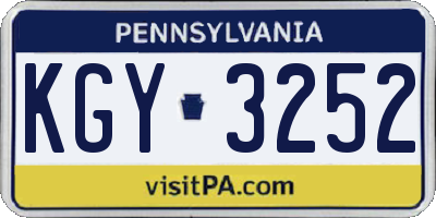 PA license plate KGY3252