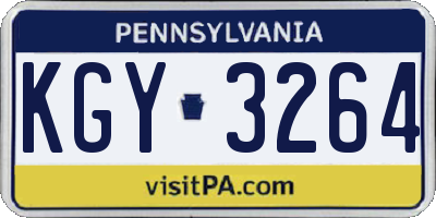 PA license plate KGY3264