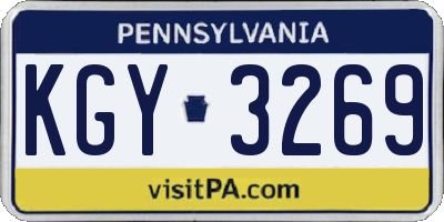 PA license plate KGY3269