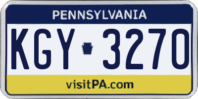 PA license plate KGY3270