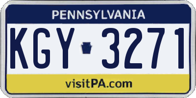 PA license plate KGY3271