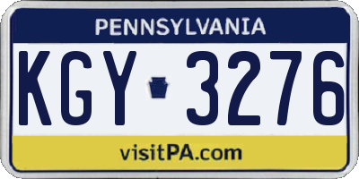 PA license plate KGY3276