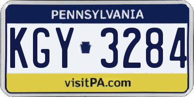 PA license plate KGY3284