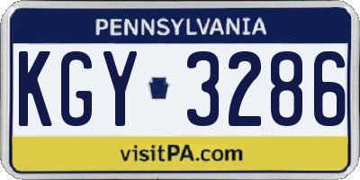 PA license plate KGY3286