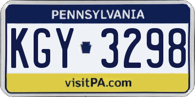 PA license plate KGY3298