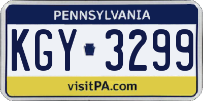 PA license plate KGY3299