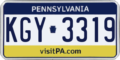 PA license plate KGY3319